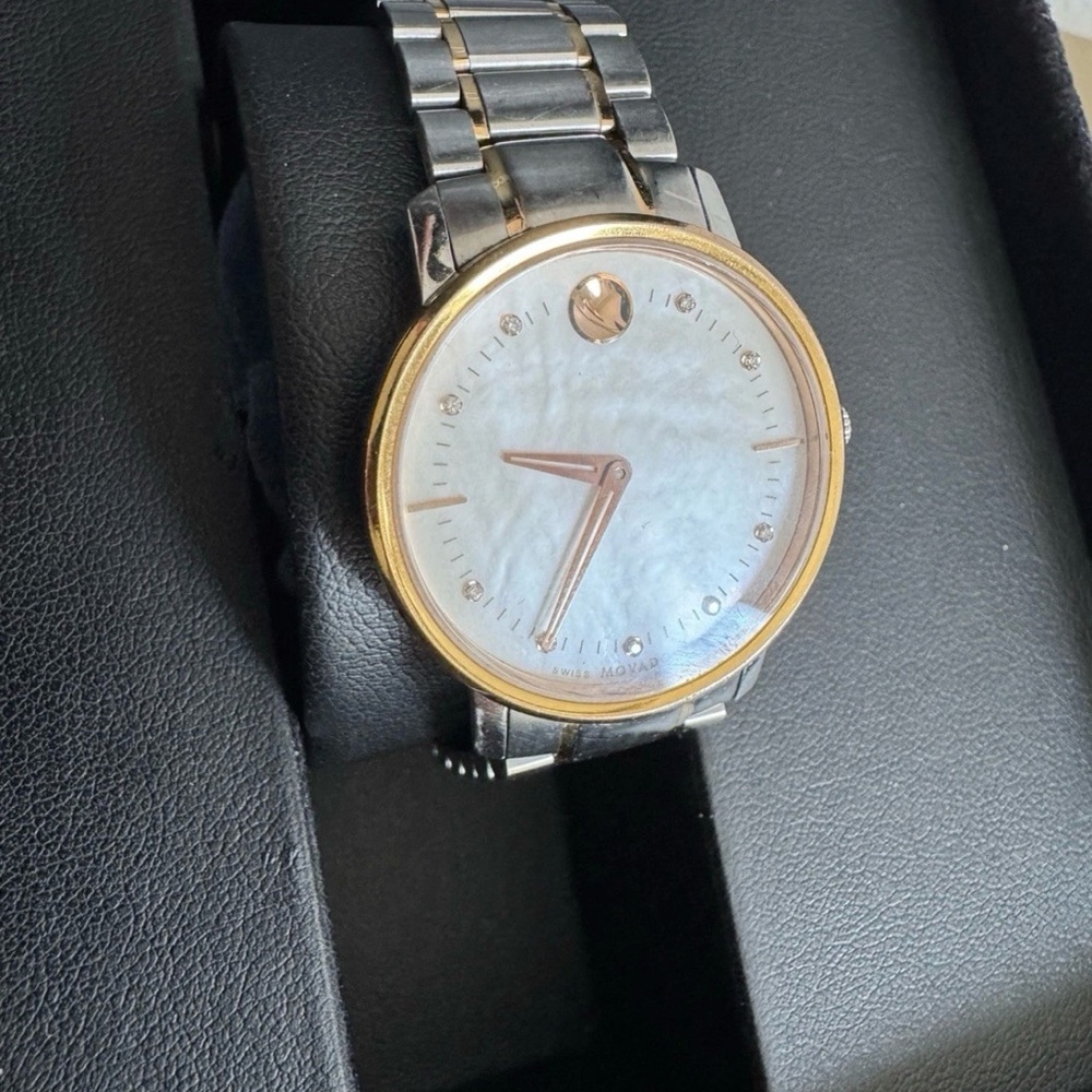 Movado Women's Watch 0606692 Mother of Pearl Diamond Swiss Quartz Two Tone Gold